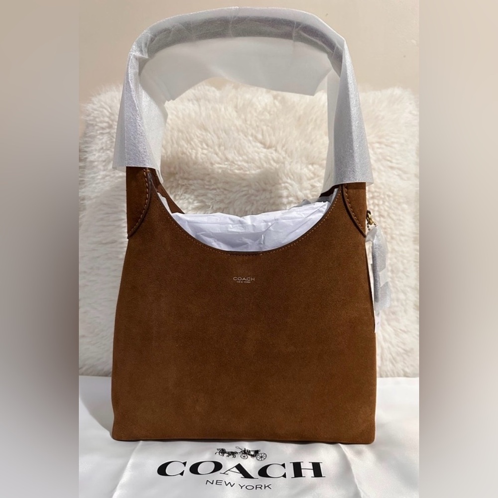 Coach Brooklyn Shoulder Bag 28 (SUEDE/WARM BROWN)